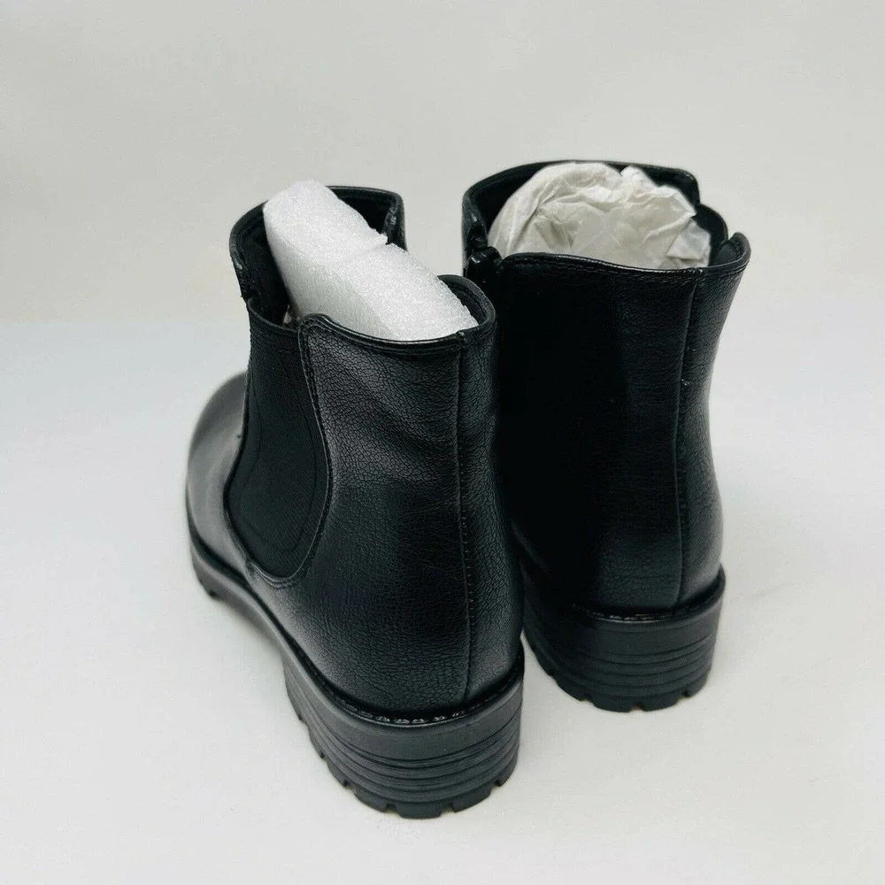 New Baretraps Womans Sz 5M Daytona Ankle Bootie Black Block Heel Leather‎ NIB